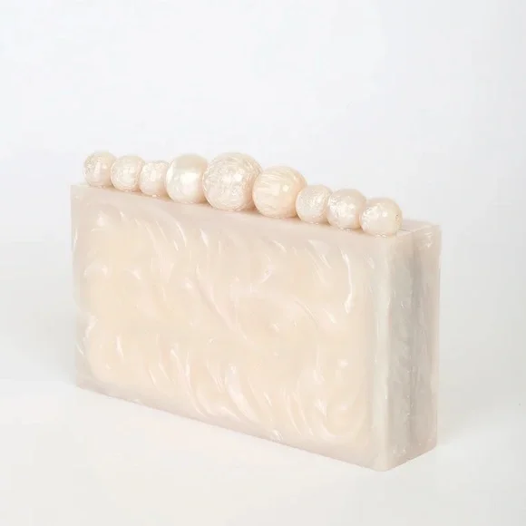 Cream Marble “On The List” Acrylic Box Clutch Purse 🌿 - Picture 3 of 10